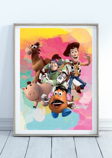 Toy Story Characters Disney Movie Watercolor Premium Matte Vertical Poster