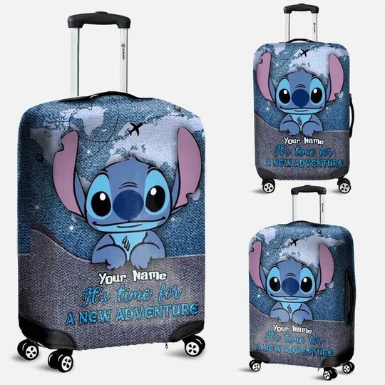 Personalized Stitch It's Time For A New Adventure Disney Luggage Cover