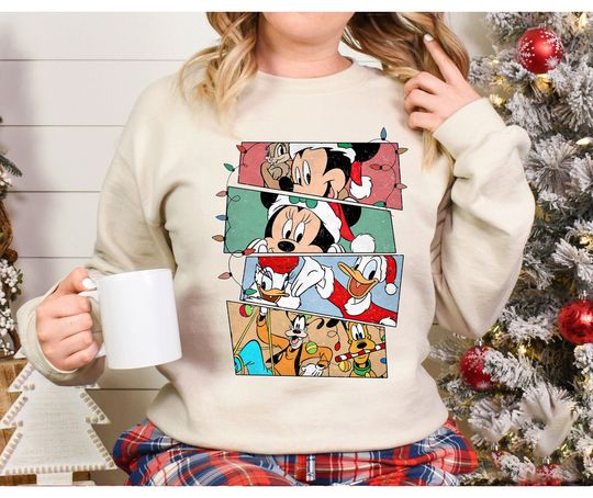 Retro Mickey and Friends Sweatshirt, Minnie, Donald, Goofy, Family Holiday Trip, Xmas Disneyland Shirt