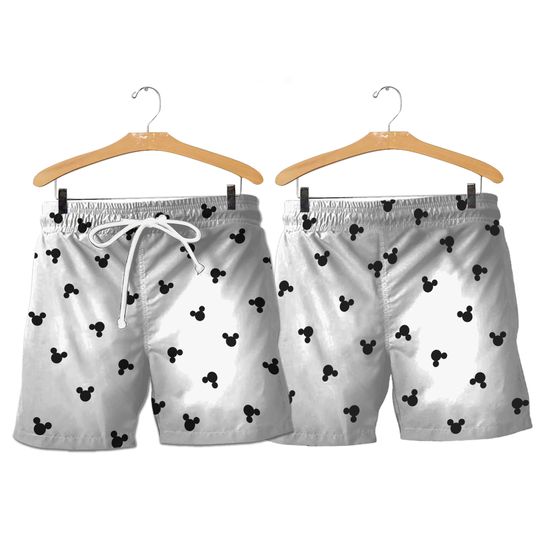 Disney Mickey Mouse White and Black Swim Trunks  Shorts