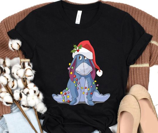 Disney Eeyore Santa Hat Merry Christmas Funny Costume Shirt
