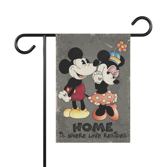 Disney Vintage Mickey Mouse and Minnie Mouse Garden Flag, Disney Character Flag