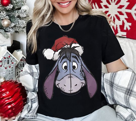 Disney Vintage Winnie The Pooh Christmas Eeyore Santa Hat shirt