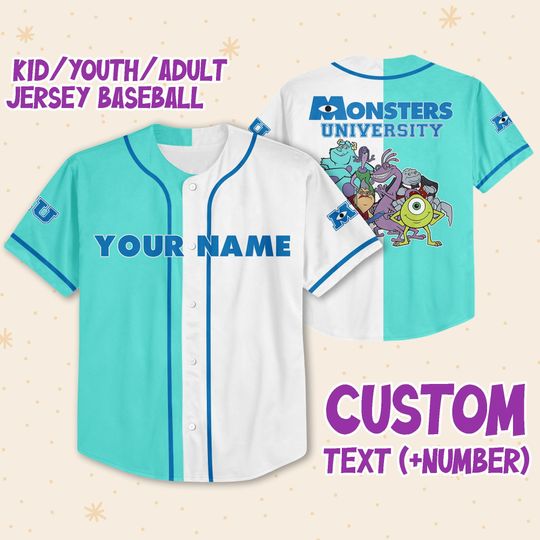 Personalized Monsters University Disney Baseball Jersey