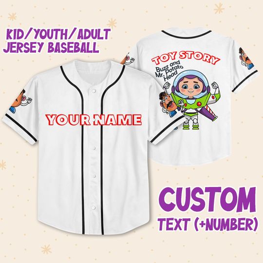 Personalized Toy Story Buzz And Mr Potato Head Disney Baseball Jersey
