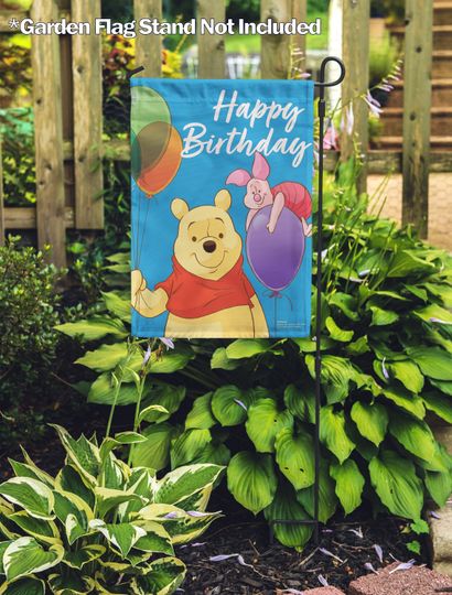 Discover Winnie The Pooh & Piglet Happy Birthday Disney Garden Flag