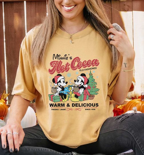 Vintage Minnie's Hot Cocoa Christmas Shirt, Disney Christmas Shirt