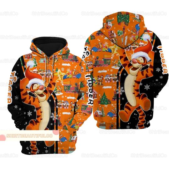 Discover Christmas Tigger 3D Hoodie, Disney Tigger Zip Hoodie