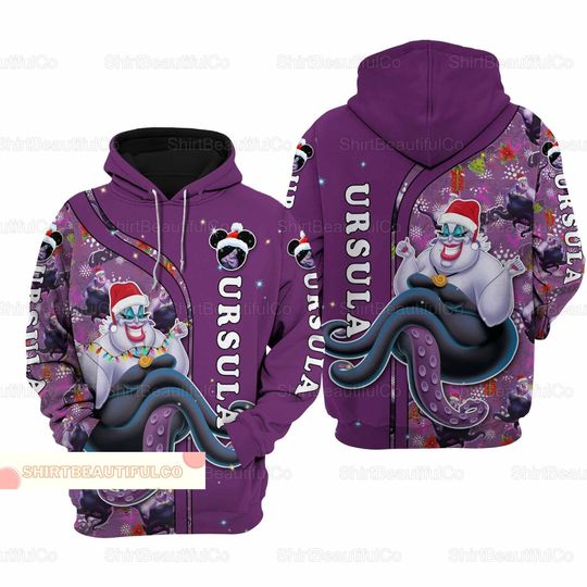 Christmas Ursula Hoodie, Disney Ursula 3D Hoodie