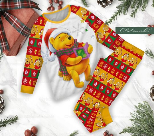 Christmas Pooh Pajamas Set, Disney Winnie The Pooh Pajamas