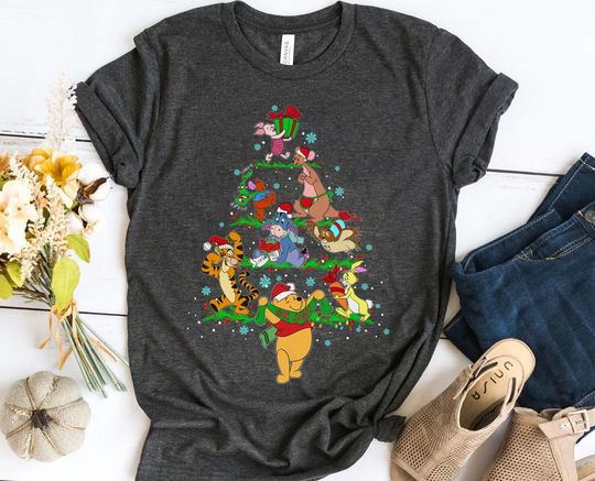 Winnie The Pooh Christmas Tree Disney X-mas Holiday T-shirt Sw