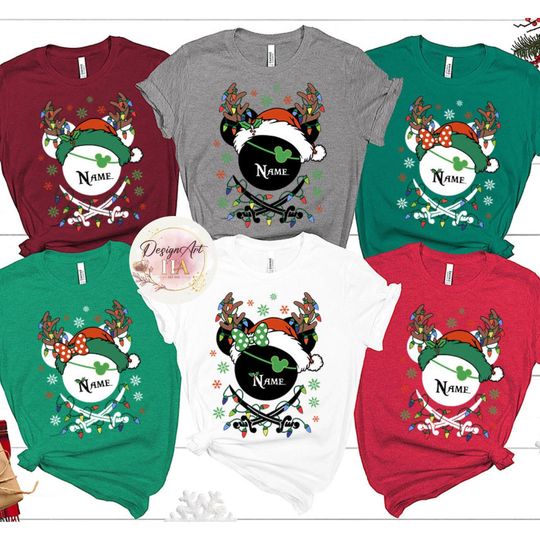 Personalized Mickey and Friends Pirate Disney Christmas T-Shirt