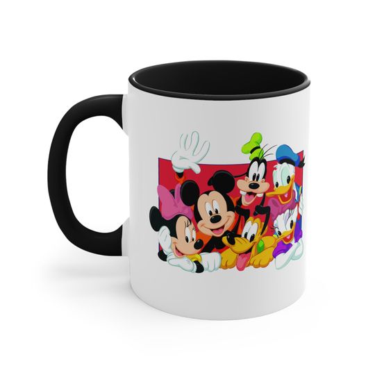 Mickey Mouse Minnie Mouse Donald Daisy Duck Pluto Goofy Friends Disney Disneyland Accent Coffee Mug
