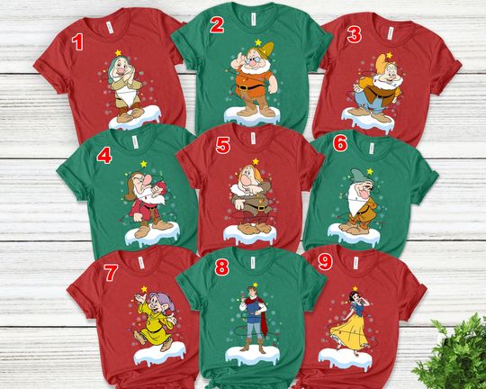 Seven Dwarfs Christmas Shirts,Disney Christmas Group Shirt,Disney Family Christmas