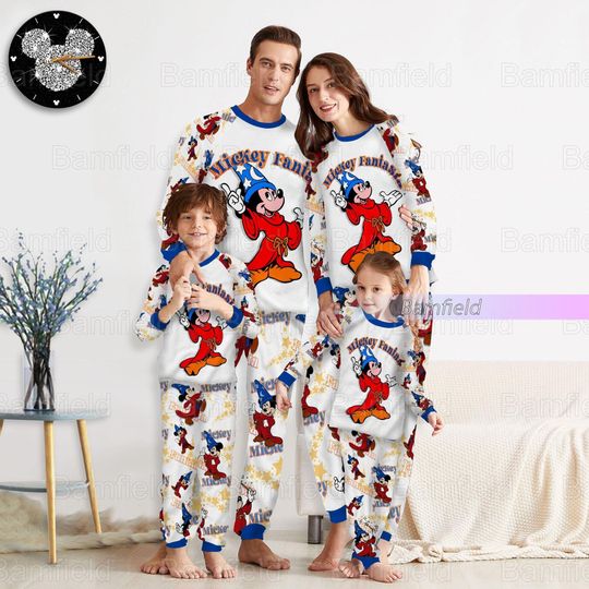 Christmas Mickey Fantasia Pajamas Set, Disney Mickey Matching Family Pajamas Set