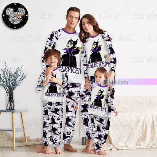 Christmas Maleficent Matching Family Pajamas Set, Disney Villain Pajamas