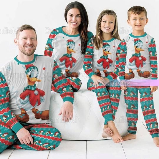 Christmas Donald Duck Pajamas Set, Disney Donald Duck Matching Family Pajamas Set