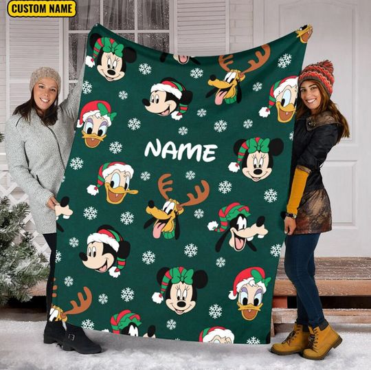 Mickey And Friends Blanket, Disneyland Christmas Blanket, Mickey Mouse Fleece Blanket, Mink Sherpa Blanket