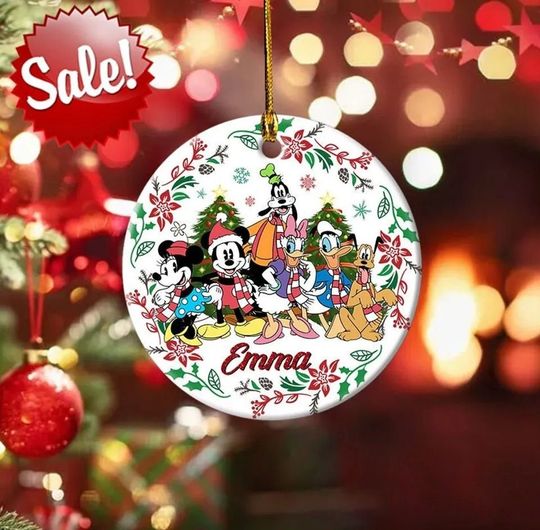 Personalized Disney Christmas Ornament, Mickey and Friends Christmas