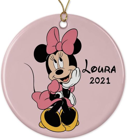 Disney Minnie Mouse Posing in Pink 2022 Ornament - Personalized Name Christmas Ornament 2022