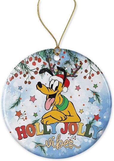 Disney Pluto Christmas Ornament - Holly Jolly Vibes Pluto Ornament