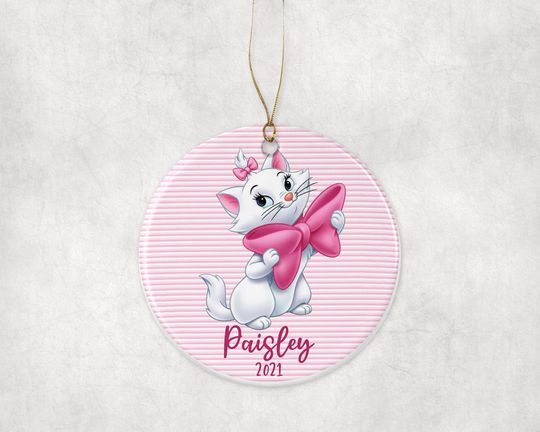 Personalized Marie Cat Ornament, Aristocats Ornament, Disney Christmas Ornament