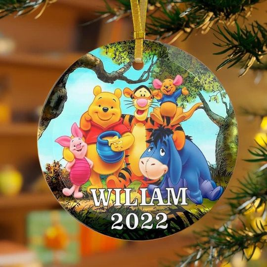 Personalized Winnie The Pooh Christmas Ornaments - Disney Pooh Custom Ceramic Ornaments
