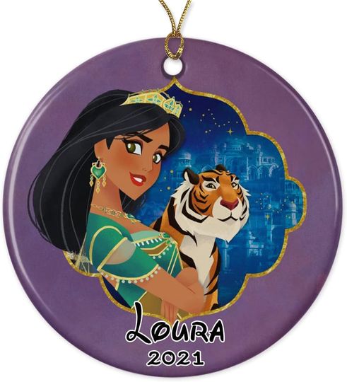 Disney Princess Jasmine 2022 Ornament, Personalized Name Christmas Ornament 2022