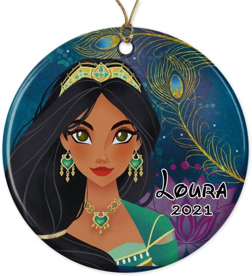 Disney Princess Jasmine 2022 Ornament, Personalized Name Christmas Ornament 2022