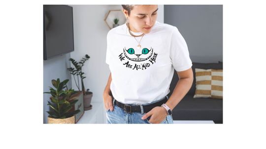 Disneyworld Cheshire Cat Shirts, Cheshire Cat We're All Mad Here Meme Shirt, Disney Cheshire Cat Cruise Shirt