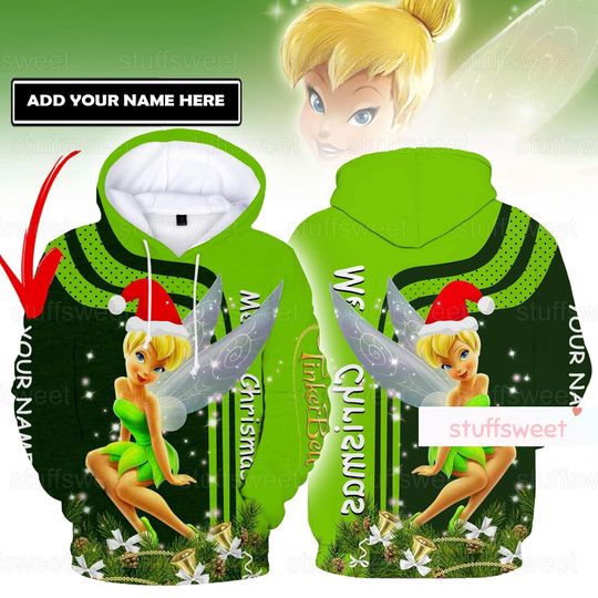 Christmas Tinker Bell Hoodie, Custom Disney Tinkerbell Hoodie, Tinkerbell Christmas