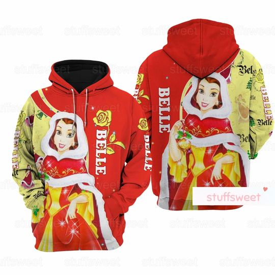 Christmas Bella Hoodie, Bella Christmas, Princess Belle Hoodie, Disney Princess