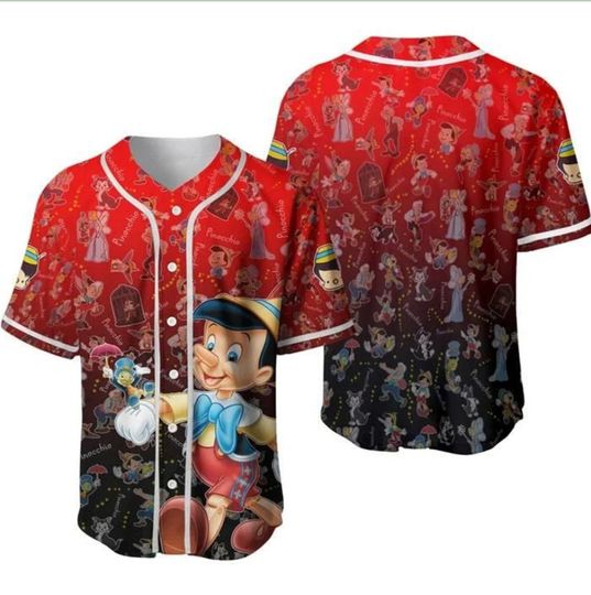 Pinocchio Jiminy Cricket Geppetto Monstro Disney Baseball Jersey