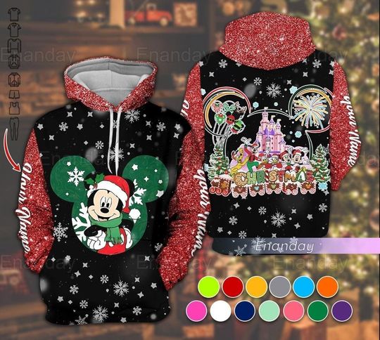 Christmas Mickey Mouse Hoodie, Custom Disney Mickey Hoodie