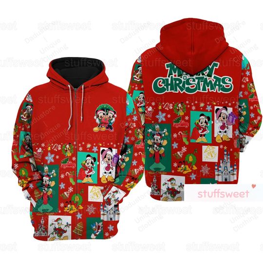 Christmas Disney Mickey Mouse 3D Zip Hoodie