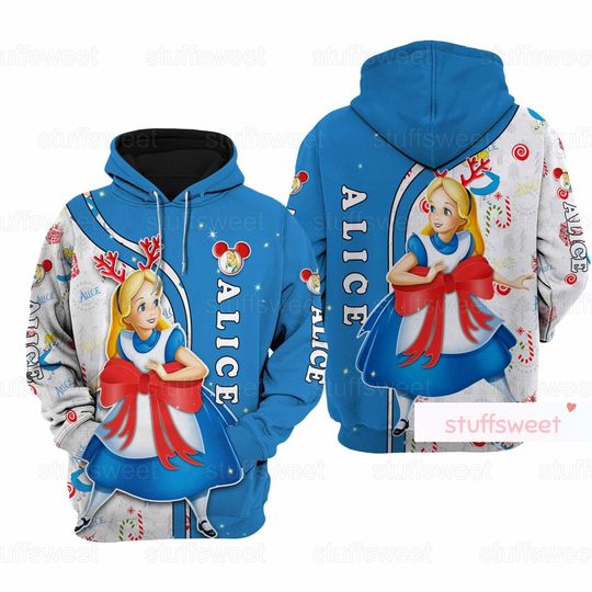 Christmas Alice In Wonderland Hoodie, Disney Alice Hoodie