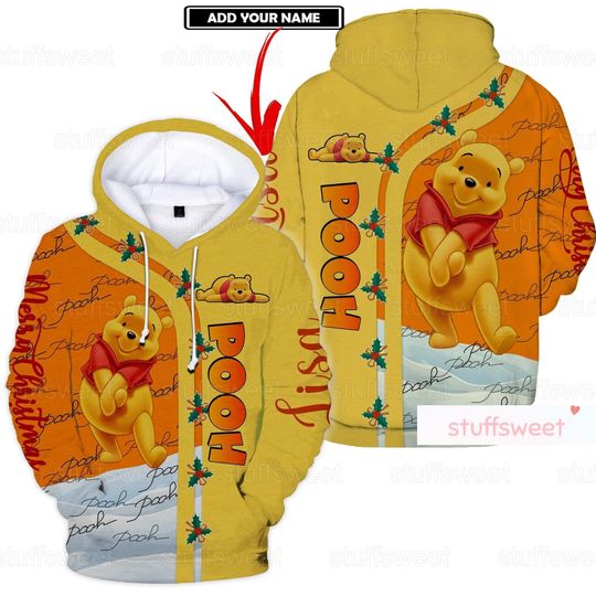 Custom Disney Pooh Hoodie, Winnie The Pooh Christmas Hoodie