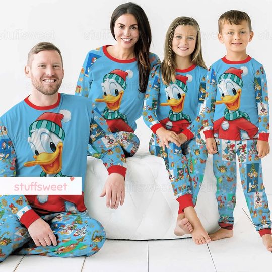 Christmas Donald Duck Family Pajamas Set, Disney Duck Pajamas