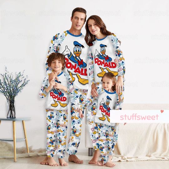 Christmas Donald Duck Family Pajamas Set, Disney Duck Pajamas