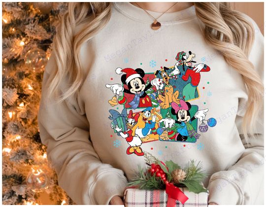 Vintage Mickey and Friends Christmas Shirt, All Disney Characters Christmas Shirt, Disney Christmas Shirts