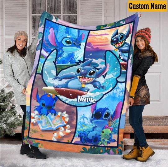 Lilo and Stitch Blanket, Custom Disney Stitch Throw Blanket