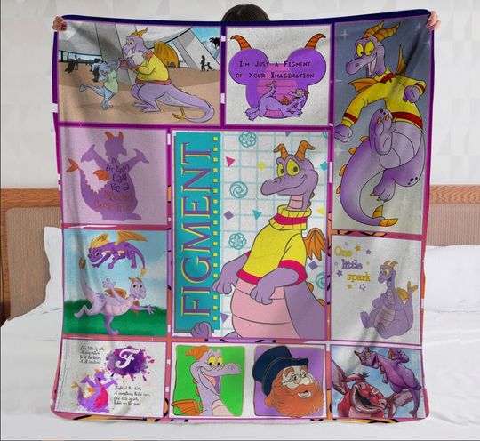 Figment Blanket, Figment Dragon Blanket, Disneyland Throw Blanket