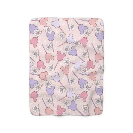 Disney Valentine's Throw Blanket, Disney Blanket, Mickey Lollipop Blanket