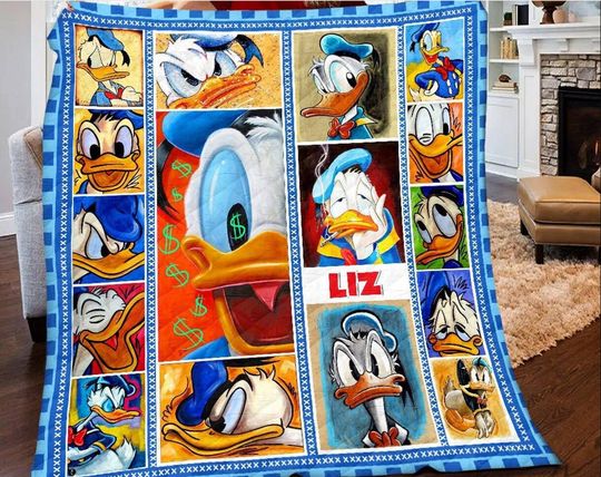 Personalized Donald Duck Blanket, Disney Donald Duck Fleece Blanket
