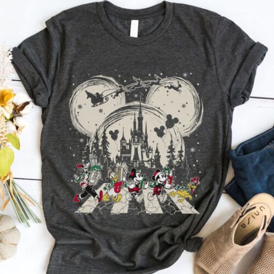Mickey and Friends Christmas Walking Abbey Road Disney X-mas T-shirt