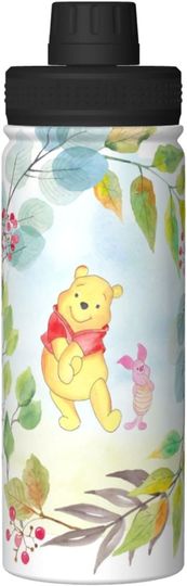 Disney Winnie The Pooh Stainless Steel Water Bottles Sports Lid