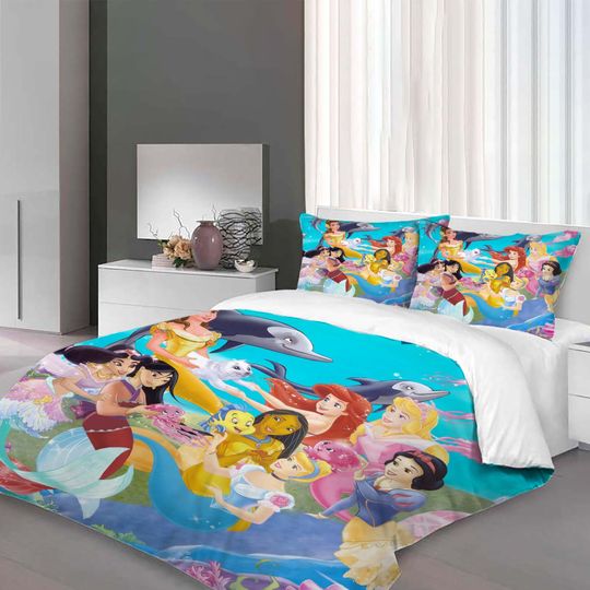 Custom Christmas Disney Princess Three-Piece Quilt cover Set