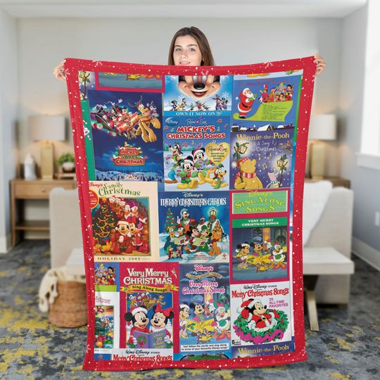 3D Mickey Christmas Blanket, Disney Collection Christmas Carol Fleece Throw Blanket, Mickey's Very Mery Christmas Gift