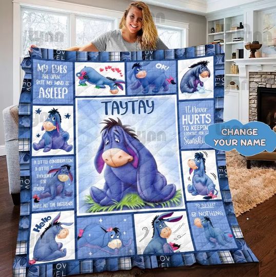 Christmas Eeyore Quilt, Winnie The Pooh Quilt, Disney Doneky Quilt, Cute Eeyore