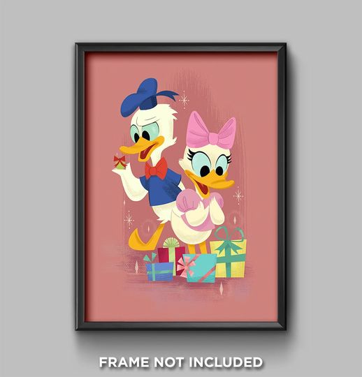 Donald Duck Daisy Duck Christmas Presents Disneyland Poster